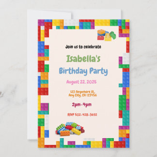 Blocks Birthday Party Invitation