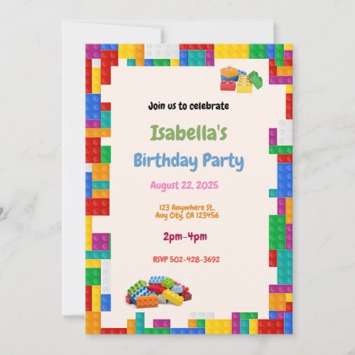 Blocks Birthday Party Invitation