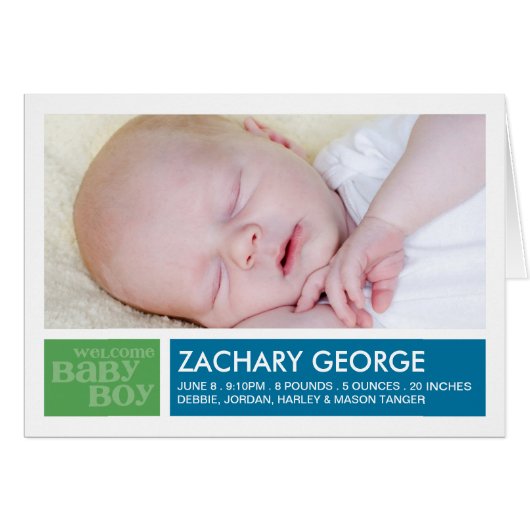 Blocks Boy Announcement Notecard (Front Horizontal)