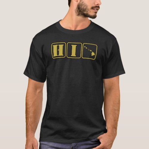 Blocks For Hawaii State Abbreviation And Shape T_Shirt
