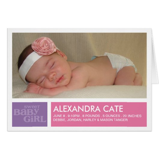 Blocks Girl Announcement Notecard (Front Horizontal)