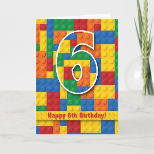 Blocks Happy 6th Birthday Card