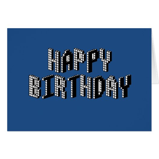 Blocks Happy Birthday (Blue) Cards (Front Horizontal)
