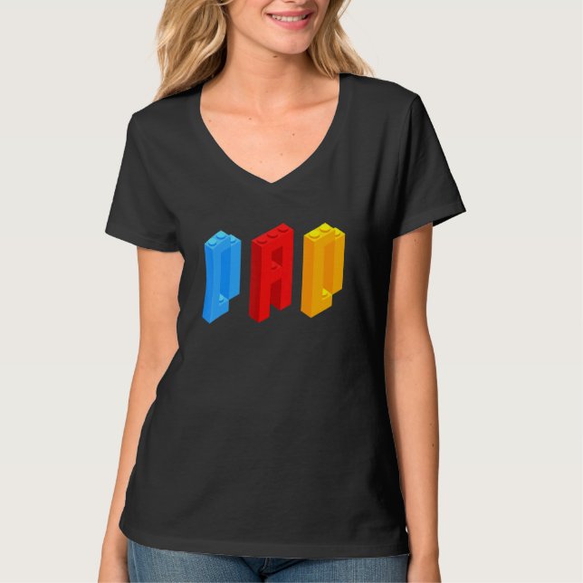 Blocks Master  Dad Brick Builder  Cool Builder Dad T-Shirt (Front)