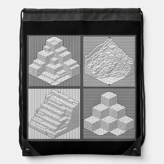 Blocks Maze Puzzle  Drawstring Bag (Front)