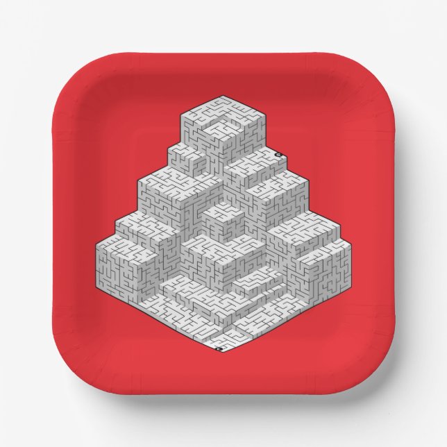 Blocks Maze Puzzle  Paper Plates (Front)