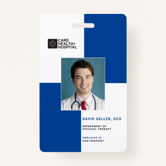 Blocks Medical Staff ID + Barcode | Vertical Badge (Front)