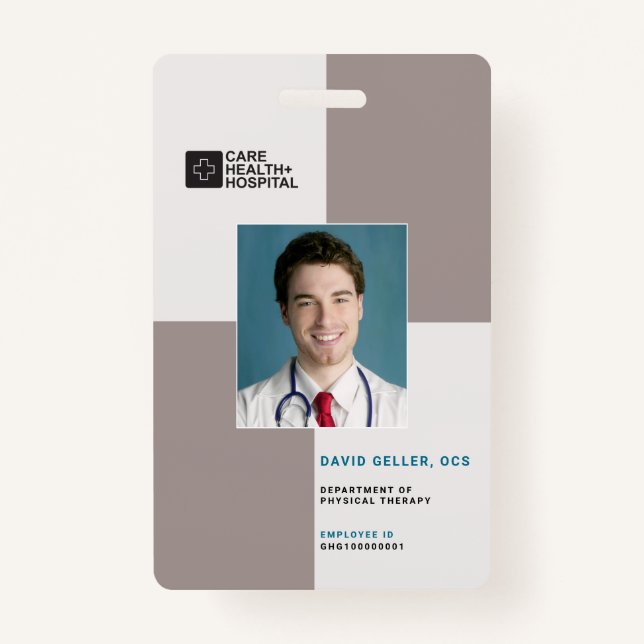 Blocks Medical Staff ID + Barcode | Vertical Badge (Front)
