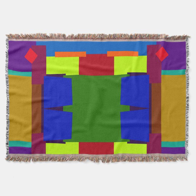Blocks of Art of Geometric Abstraction Throw Blanket (Front)