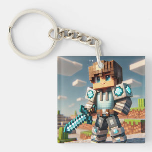 Blockstyle Dark Dragon Diamond Sword Keychain