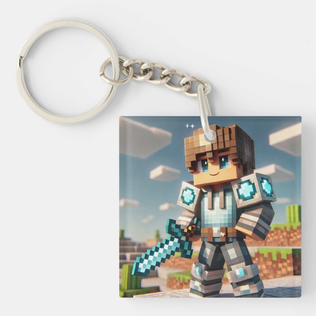 Blockstyle Dark Dragon Diamond Sword  Keychain (Front)