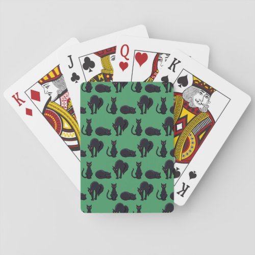 Blocky Black Cats Halloween Pixel Art Pattern Poker Cards