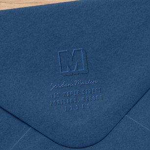 Blocky Monogram and Script Name Return Address Embosser