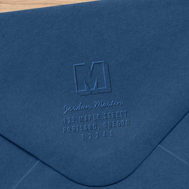 Blocky Monogram and Script Name Return Address Embosser (Creator Uploaded)