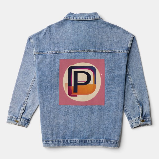 Blocky Monospaced Letter P – Flat Vector Lettermar Denim Jacket (Back)