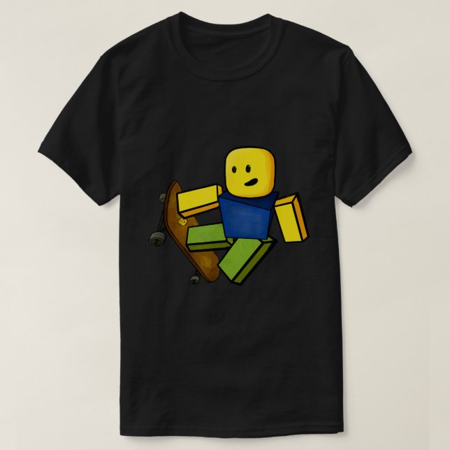 Blocky Skater Meme Noob Gaming Art T-Shirt (Design Front)