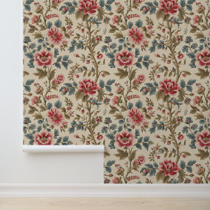 blod Floral Victorian old William Morris chintz Wallpaper