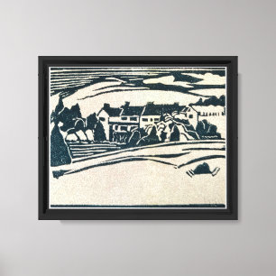 Blodgett House Woodcut Stretched Canvas Print