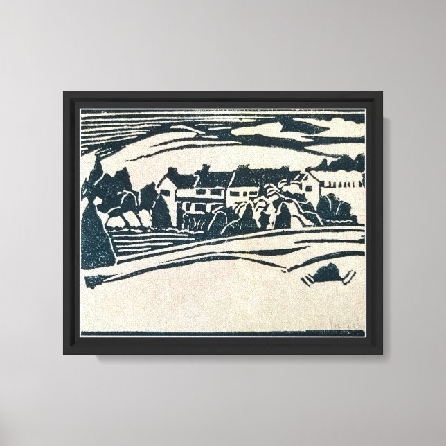 Blodgett House Woodcut Stretched Canvas Print (Front)