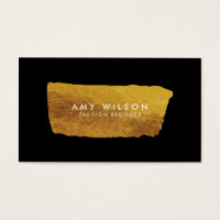 Blogger Elegant Faux Gold and Black Social Media Business Card