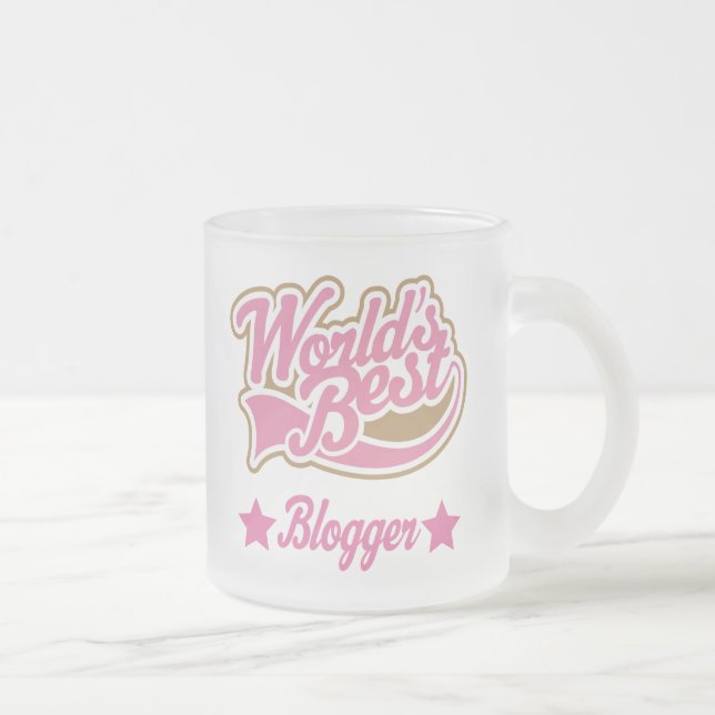 Blogger Gift (Worlds Best) Frosted Glass Coffee Mug (Right)