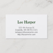 Blogger White Lettering Business Card (Back)