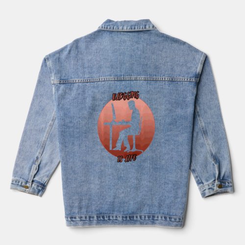 Blogging Shadow In A Red Circle  Denim Jacket