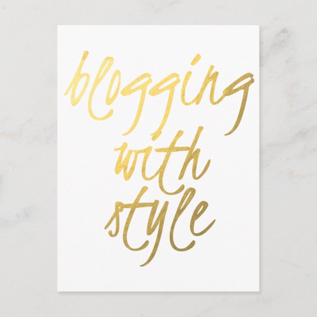 Blogging with Style - Gold Script Postcard (Front)