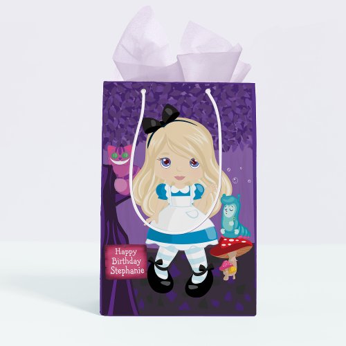 Blond Alice in Wonderland Personalized Medium Gift Bag