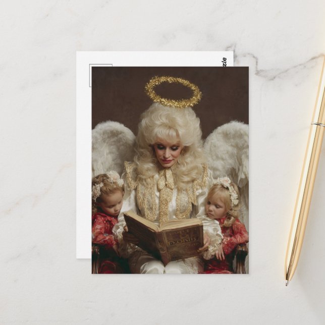 Blond Angel Woman Reading to Children Postcard (Front/Back In Situ)