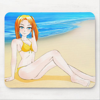 Blond Anime Girl At The Beach Mousepad