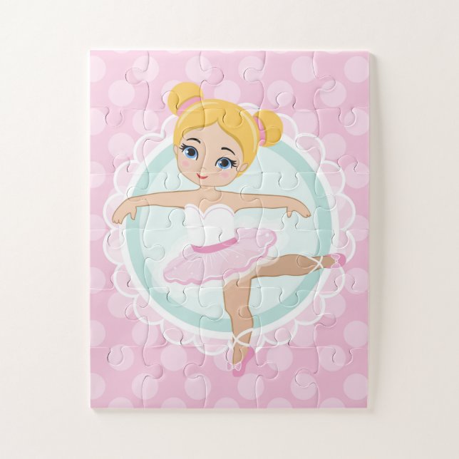 Blond Ballerina - Pink Ballet Dancer Girl Jigsaw Puzzle (Vertical)