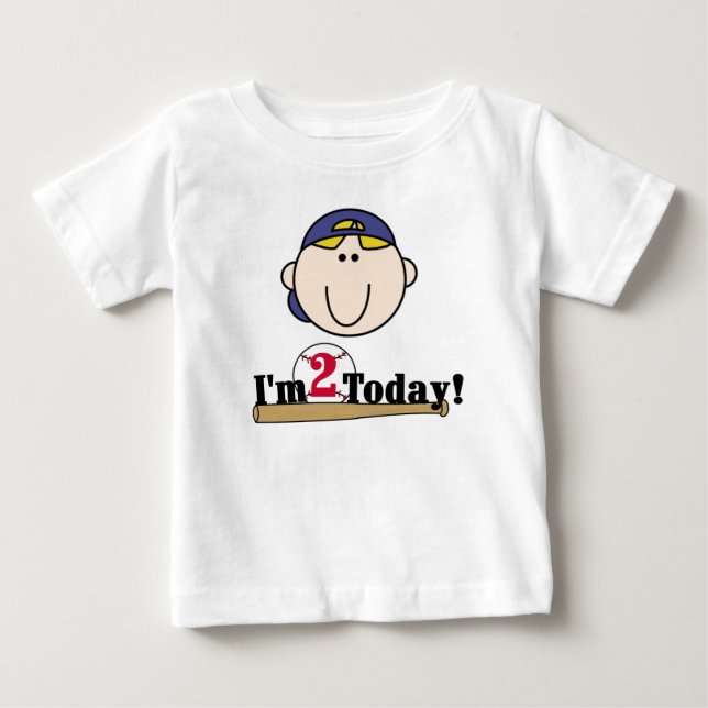 Blond Baseball 2nd Birthday Baby T-Shirt (Front)