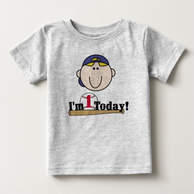 Blond Baseball First Birthday Baby T-Shirt (Front)