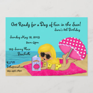 Blond Beach Party Custom Invitation