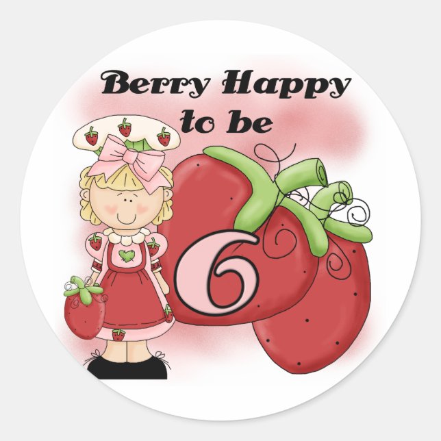 Blond Berry 6th Birthday T-shirts and Gifts Classic Round Sticker (Front)