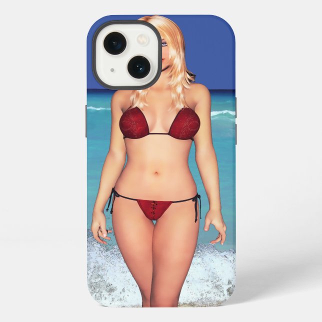 Blond Bikini Beach Babe Iphone Case (Back)