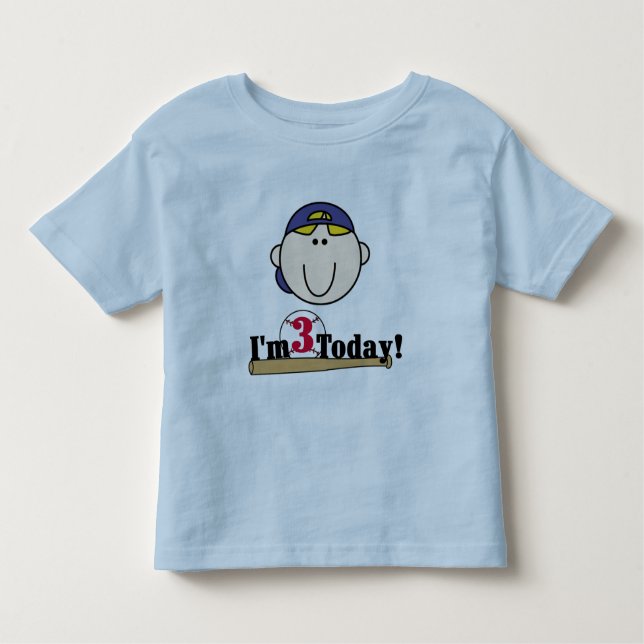Blond Boy Baseball 3rd Birthday Toddler T-shirt (Front)