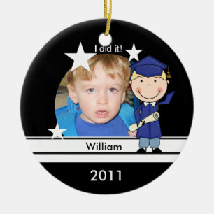 Blond Boy Graduate Customized Photo Keepsake Ceramic Ornament