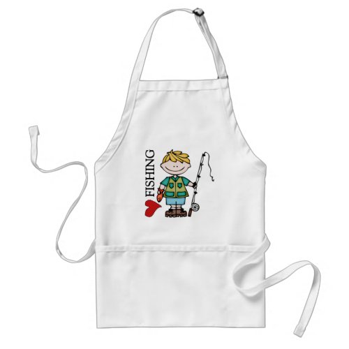 Blond Boy I Love Fishing Adult Apron