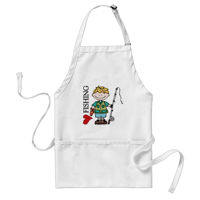 Blond Boy I Love Fishing Adult Apron (Front)