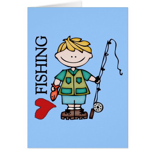 Blond Boy I Love Fishing Cards (Front)