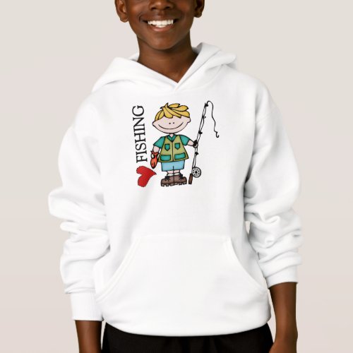 Blond Boy I Love Fishing Hoodie