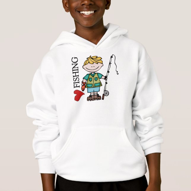 Blond Boy I Love Fishing Hoodie (Front)