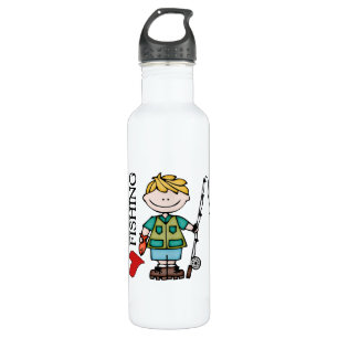 Blond Boy I Love Fishing Stainless Steel Water Bottle