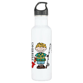 Blond Boy I Love Fishing Stainless Steel Water Bottle