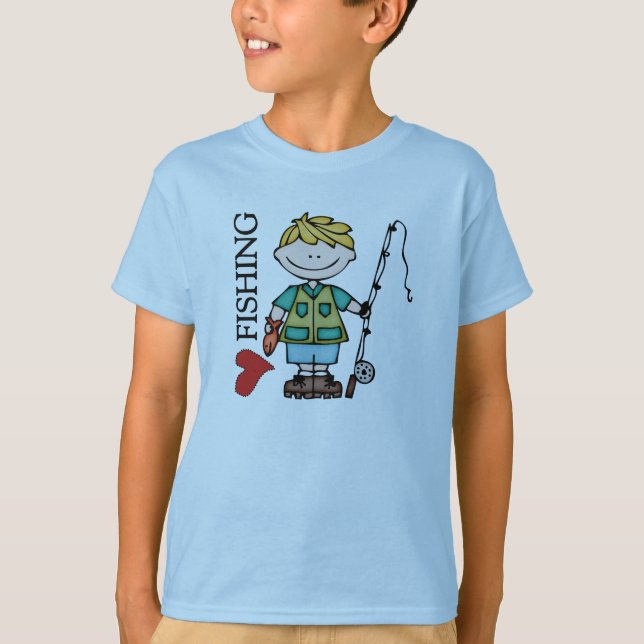 Blond Boy I Love Fishing T-Shirt (Front)