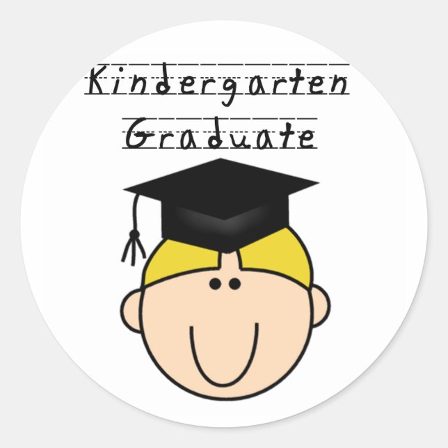 Blond Boy Kindergarten Graduate Tshirts Classic Round Sticker (Front)