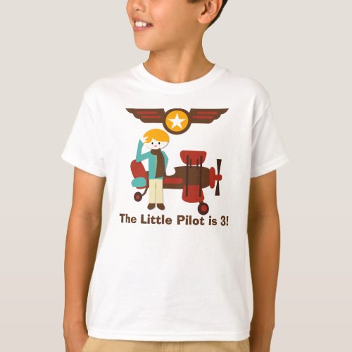 Blond Boy Pilot Birthday Custom T_shirt