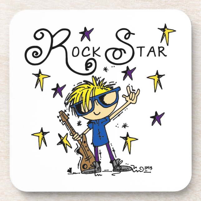 Blond Boy Rock Star Beverage Coaster (Front)